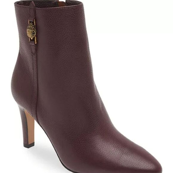 Kurt Geiger London Shoreditch High Heel Leather Ankle Boots- Wine - Picture 2 of 7
